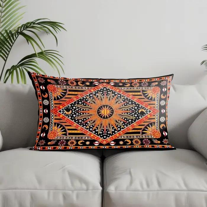 Housse de coussin rectangulaire à motif exotique