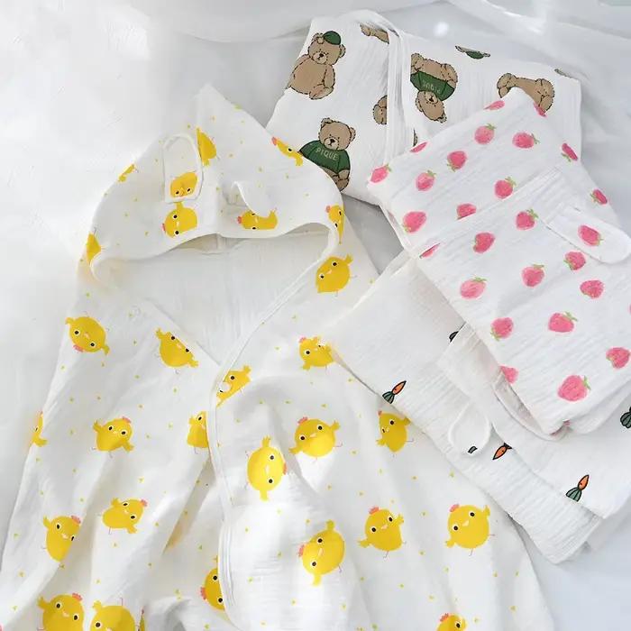 Peignoir à Capuche pour Nouveau-né Garçon et Fille, Serviette 100% Coton, Couverture pour Bébé