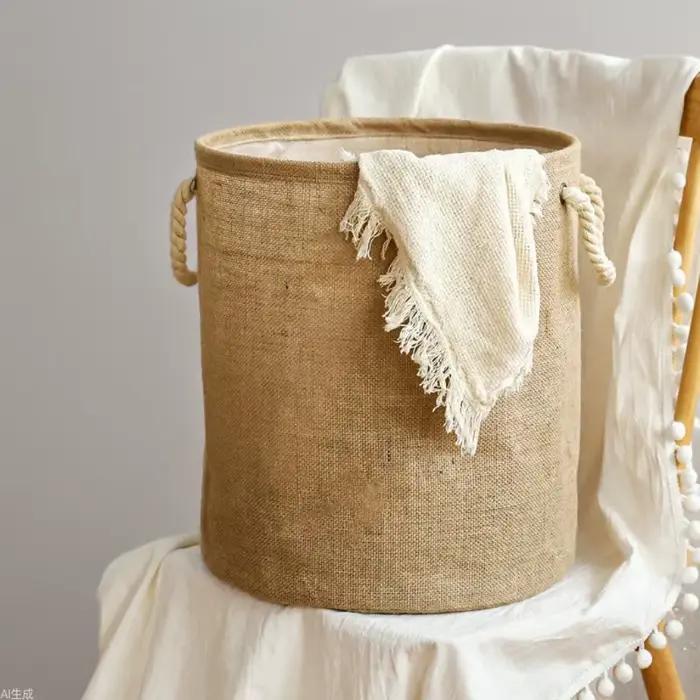 Panier à linge en coton et lin imperméable