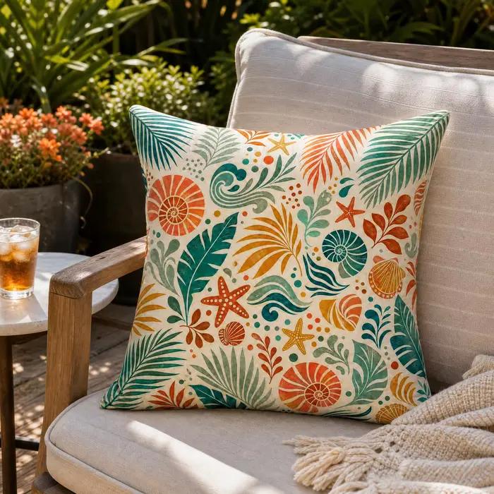 Housse de coussin esthétique plage d'été