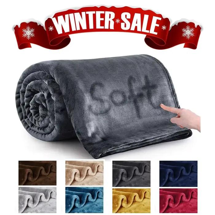 Couverture en peluche floue légère pour canapé ou lit