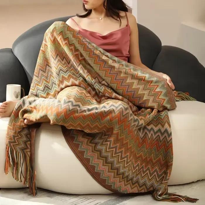 Couverture à carreaux de lit Boho
