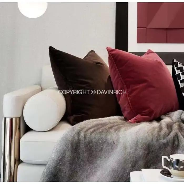DAVINRICH – housse de coussin en velours italien, taie d'oreiller carrée de luxe, décoration douce pour canapé, chambre à coucher, vert Olive