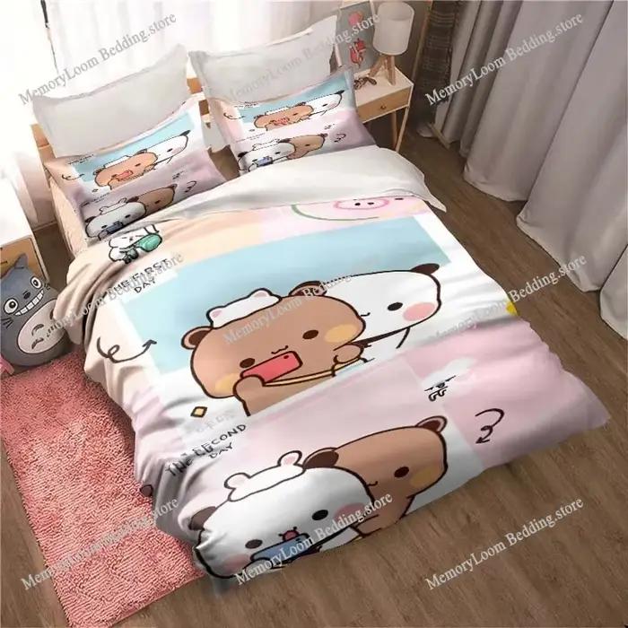 Bubu Dudu dessin animé ours mignon Kawaii cadeau de noël ensemble de literie Double King Size housse de couette et taie