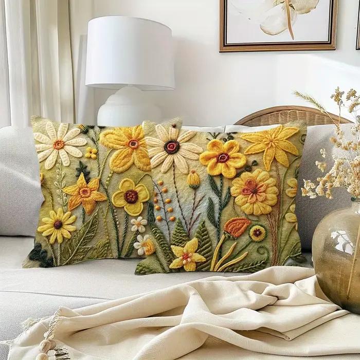 Taies d'oreiller jaunes à motifs floraux: adornez votre espace avec la beauté de la Nature, housse de coussin de canapé, décoration de chambre à coucher