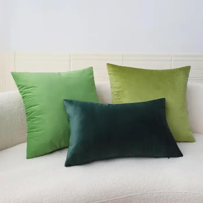 Housse de coussin en velours vert, taie d'oreiller décorative, 18x18 pouces, pour salon, cadeau, canapé, voiture, décoration nordique pour la maison