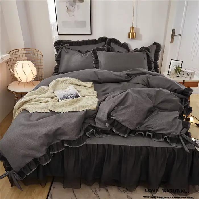 Japon Collection à carreaux ensemble de literie doux housse de couette avec taies d'oreiller
