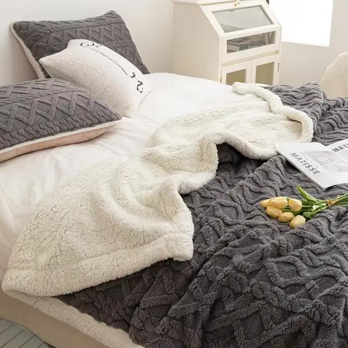 Optics-Couverture Sherpa Smile en laine d'agneau