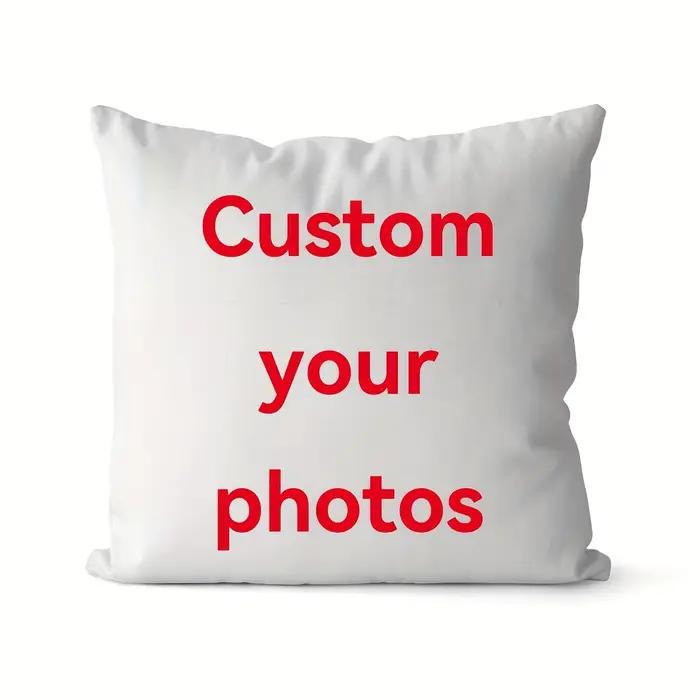 Oreiller photo personnalisé, housse courte en peluche imprimée simple face 18 x 18 pouces, personnalisable pour l'acteur personnel ou préféré, péché
