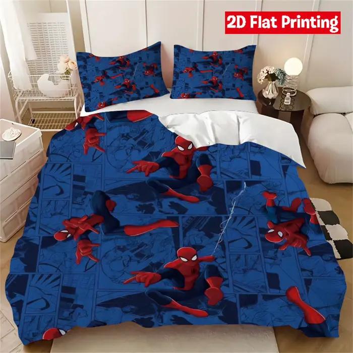 Housse de couette et taie d'oreiller Spider-Man, ensemble de literie Spider Hero, décoration de chambre pour adulte et enfant, taille simple, double, grande taille