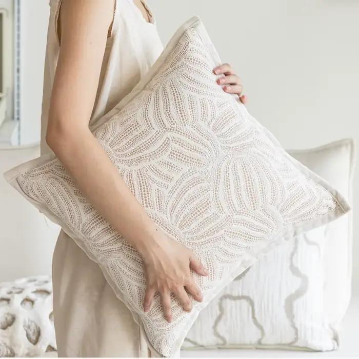Juste de Coussin de Luxe en Fourrure Artificielle, Taie d'Oreiller en Chenille, Jacquard, Design Moderne, pour Salon et Canapé