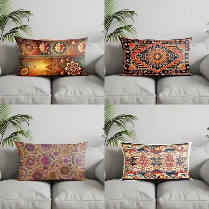 Housse de coussin rectangulaire à motif exotique