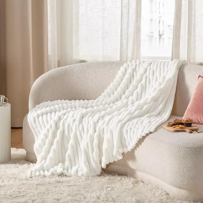 Couverture polaire blanche pour canapé – Couvertures super douces et confortables pour femmes