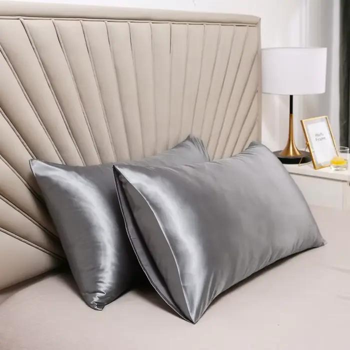 1 pièce Housse de coussin en soie nordique Blanc Noir Gris Kaki Bleu Rose Argenté