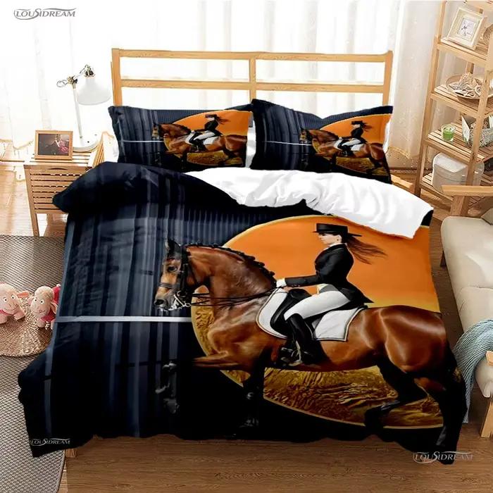 Cadre ethnique cheval Casal toutes saisons couette housse de luxe ensemble de literie