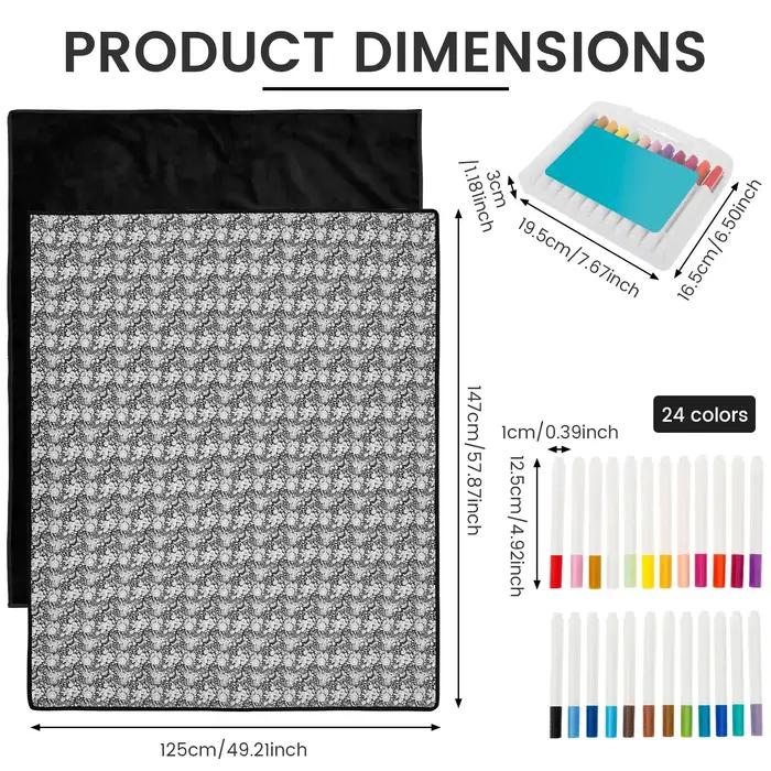 Couverture à colorier soi-même avec 24 marqueurs colorés