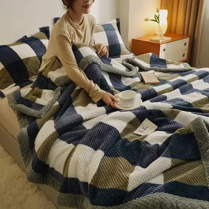 Couverture tricotée en fil de Chenille doux