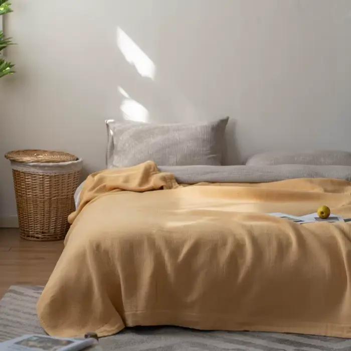 Couvertures en coton et lin pour lits