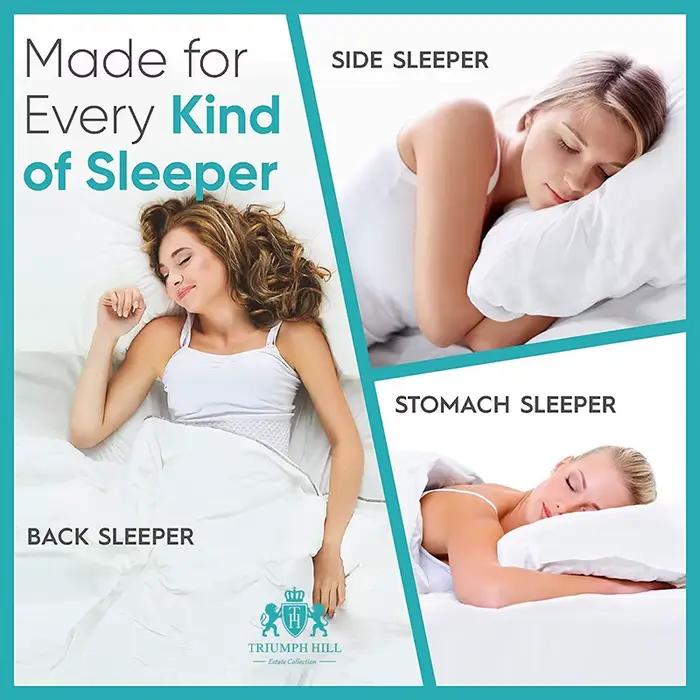 Oreiller triple couche en duvet d'oie blanche, coque en coton, taille personnalisée, coussin en plumes, utilisation toutes saisons, nouveau, 100%