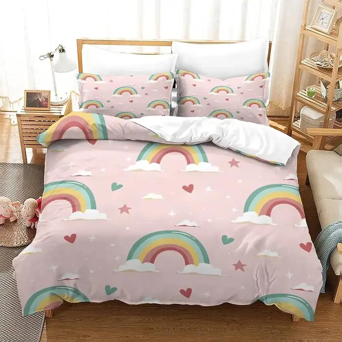 Ensemble de housse de couette arc-en-ciel pour fille