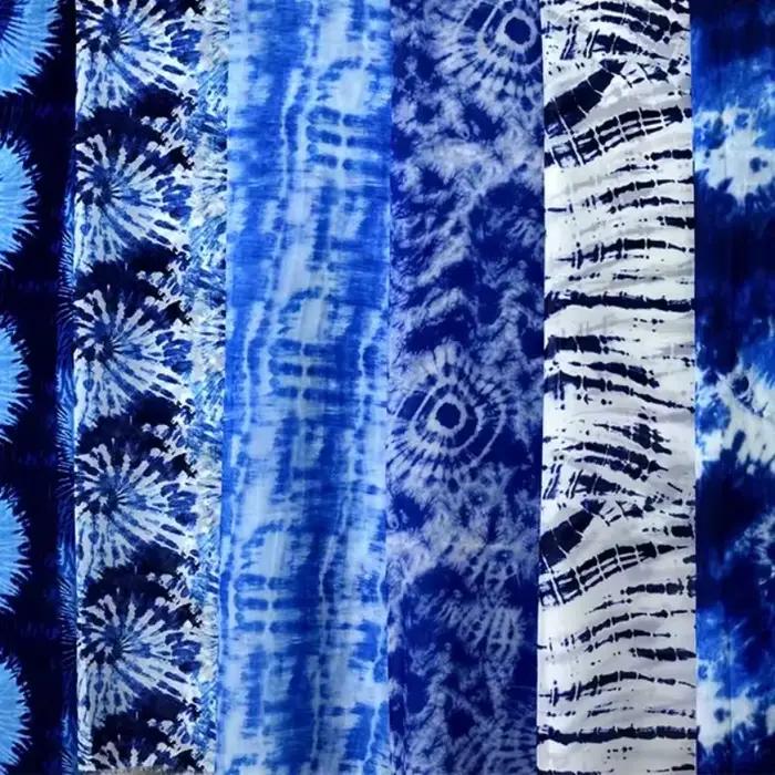Flocon de neige velours Tie-Dye Lyocell fil fin tissu encre lavage Style maternelle artisanat rideaux faits à la main décor de mariage en gros