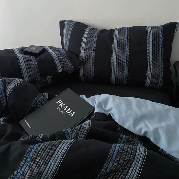 Linge de lit housse de couette draps Style Simple ensemble de quatre pièces literie de dortoir japonais