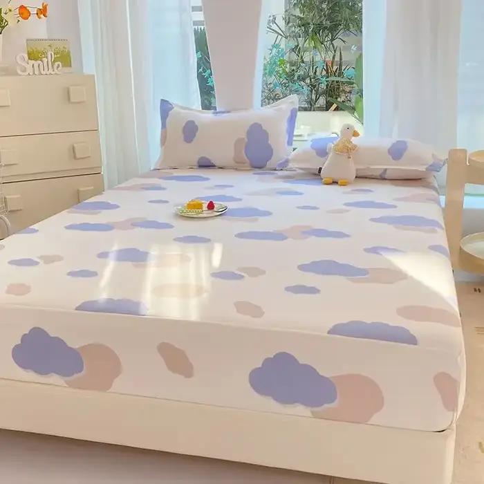 Protecteur de matelas imperméable à couverture complète – Housse de lit anti-poussière en coton lavé avec motifs