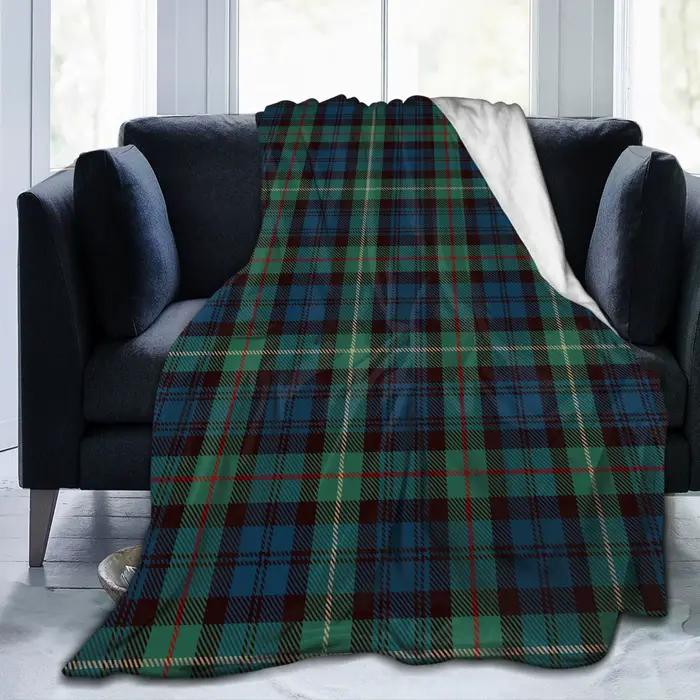 Tartan rustique vert et bleu noir montre Plaid couvertures de vacances corail polaire en peluche imprimé carreaux
