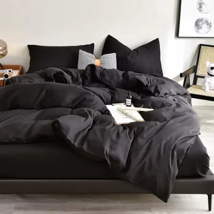 Parure de lit noire en microfibre
