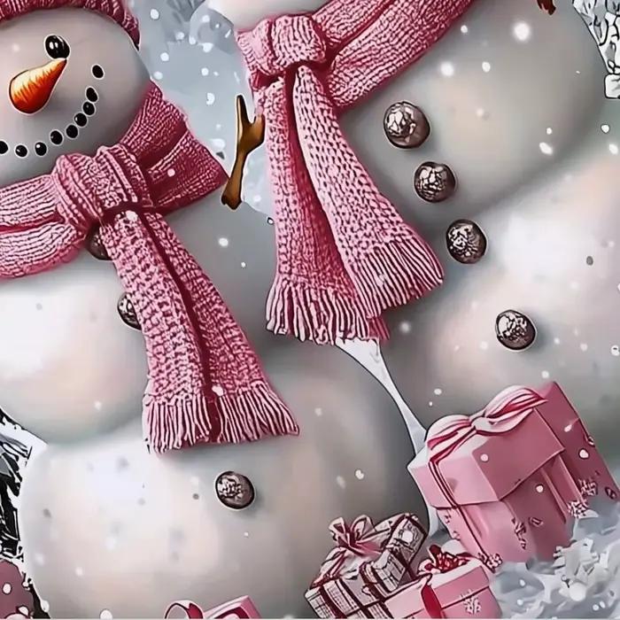 Ensemble de housse de bonhomme de neige de Noël avec chapeaux roses