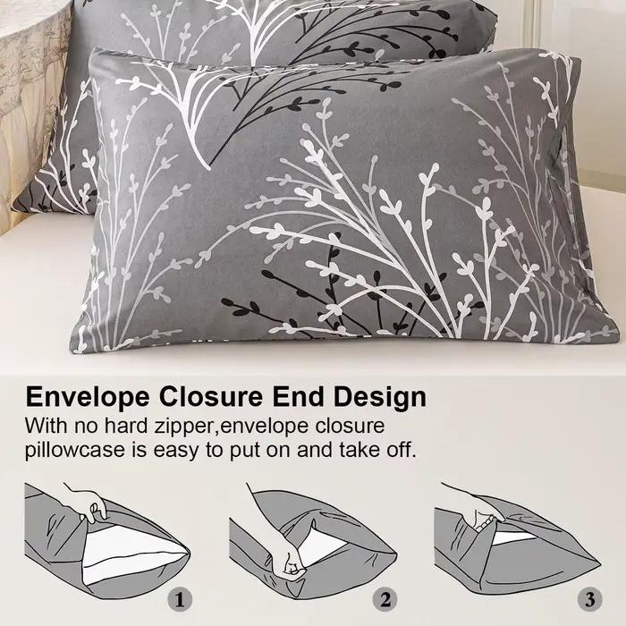 Ensemble de housses d'oreiller à motif Floral, 2/4 pièces (intérieur d'oreiller non inclus), doux et confortable, adapté à toutes les saisons