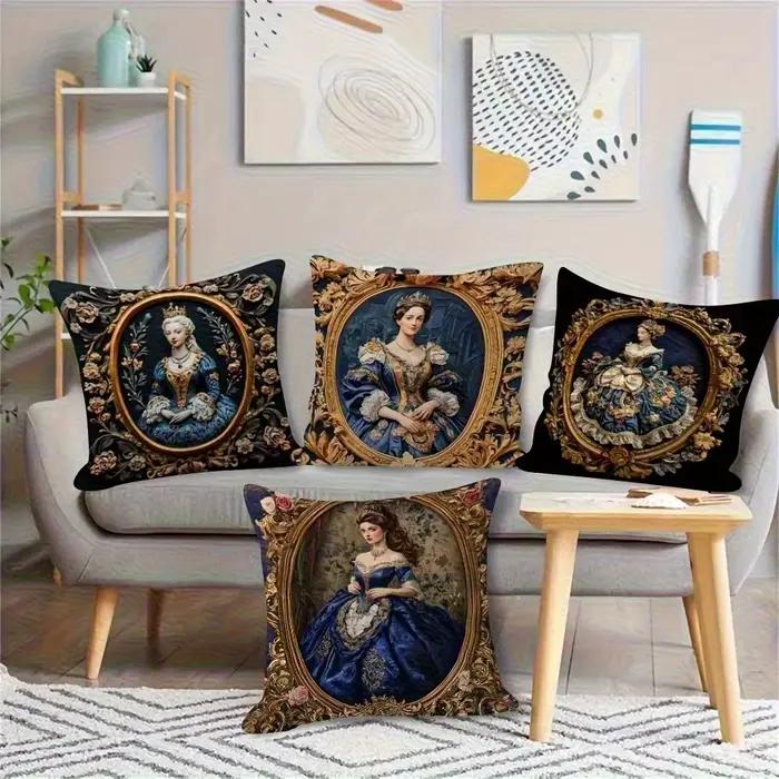 Housse de coussin royale élégante, Design imprimé Double face, tissu Ultra doux en Polyester, décoration en peluche pour salon, idée cadeau