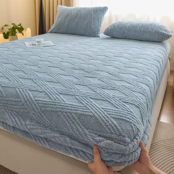 Drap-housse thermique en polaire chaud et élastique pour l'hiver