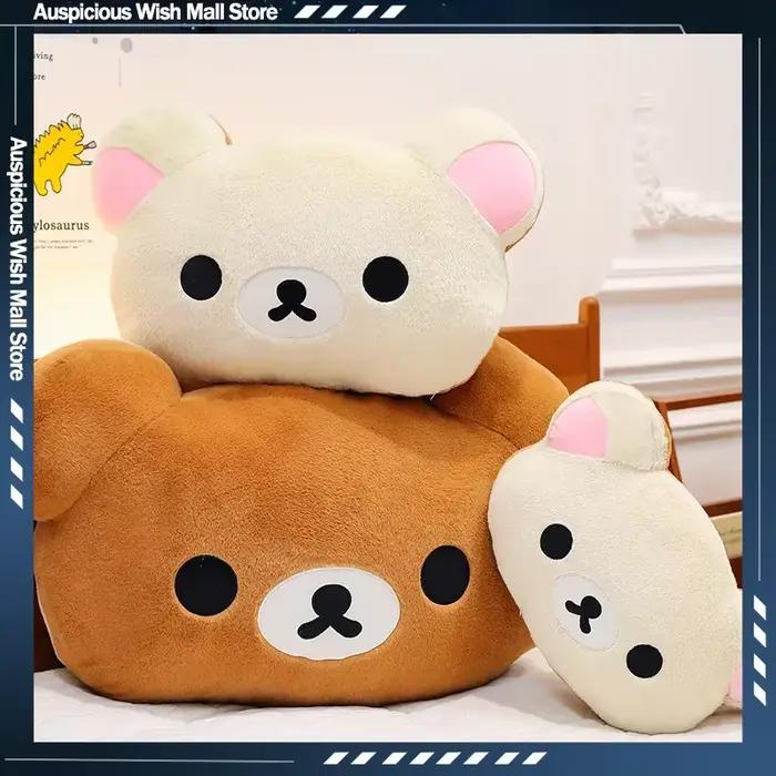 Rilakkuma – oreiller en peluche à grande tête, grande taille, mignon, doux, jouet en peluche, coussin, décoration de chambre à coucher, canapé, cadeau unisexe pour hommes et femmes
