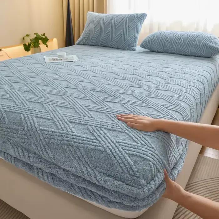 Drap-housse thermique en polaire chaud et élastique pour l'hiver