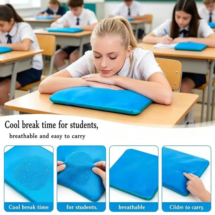 Oreiller ergonomique rafraîchissant en gel, coussin de soutien pour thérapie par le froid, idéal pour la sieste estivale, le repos sur canapé, le soulagement des douleurs cervicales et l'usage domesti