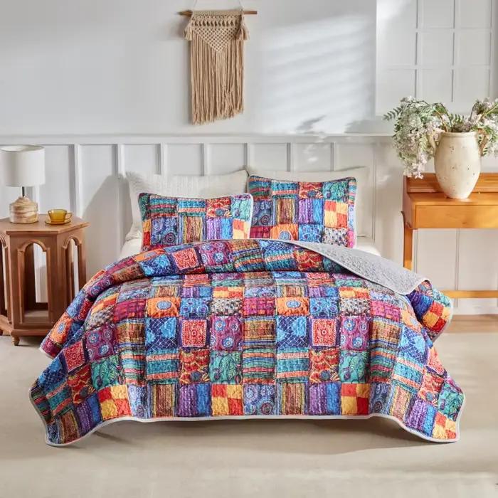 Parure de lit matelassée 2026 en microfibre avec housse de couette et taies d'oreiller
