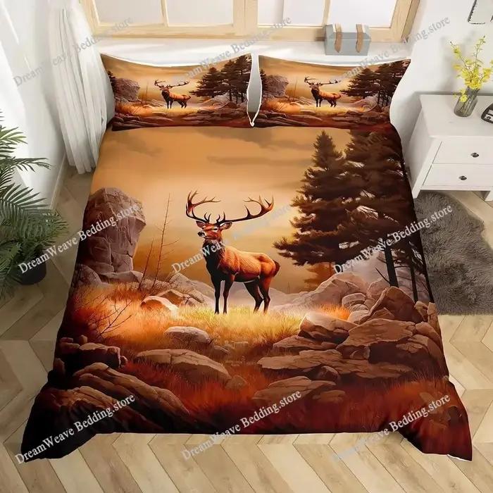 Housse de couette motif cerf et élan