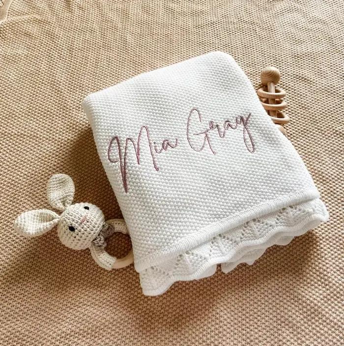 Couverture tricotée personnalisée pour bébé garçon ou fille