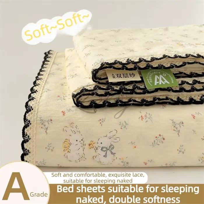 Drap-housse respirant et doux, 1 ou 3 pièces, drap plat d'été, couvre-lit fin, utilisation 2-en-1 (drap ou couette), lavable en machine, ensemble de literie