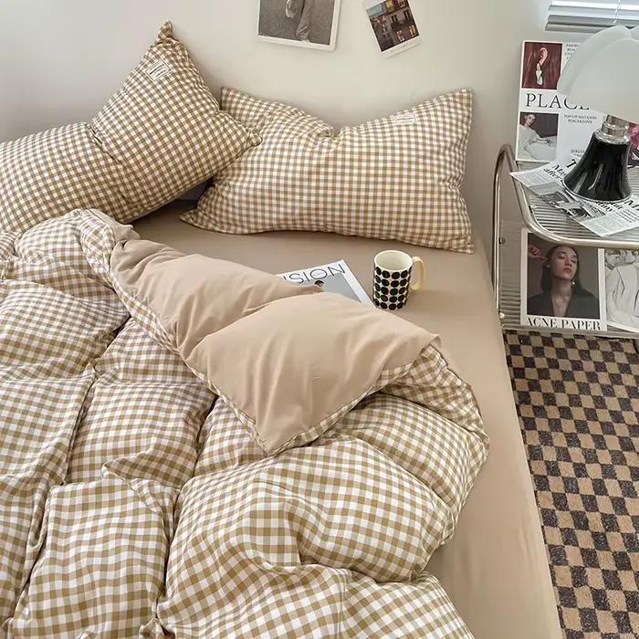 Ensemble de housse de couette Queen à carreaux de Style japonais