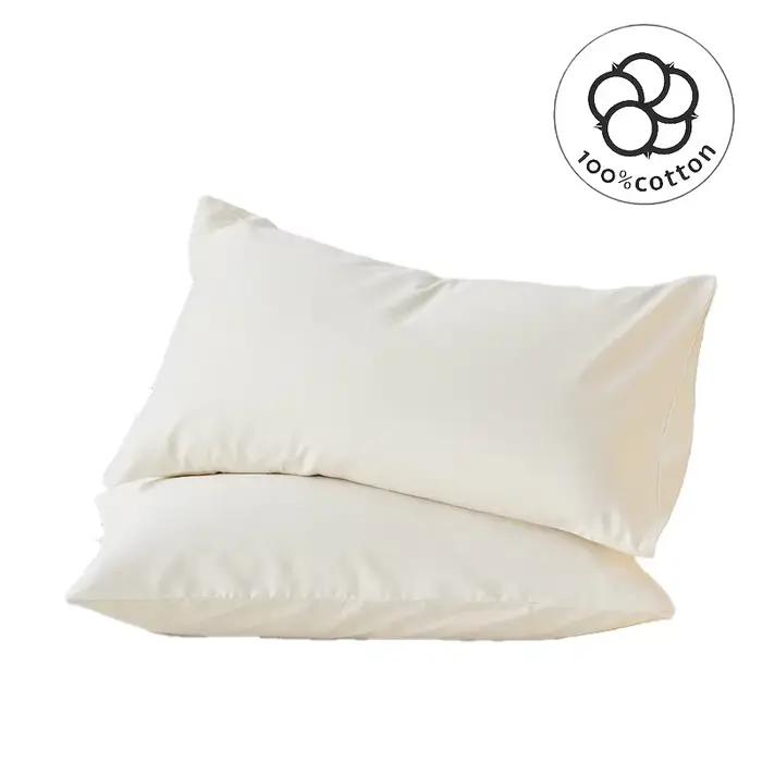 Taie d'oreiller 2 pièces coton couleur unie
