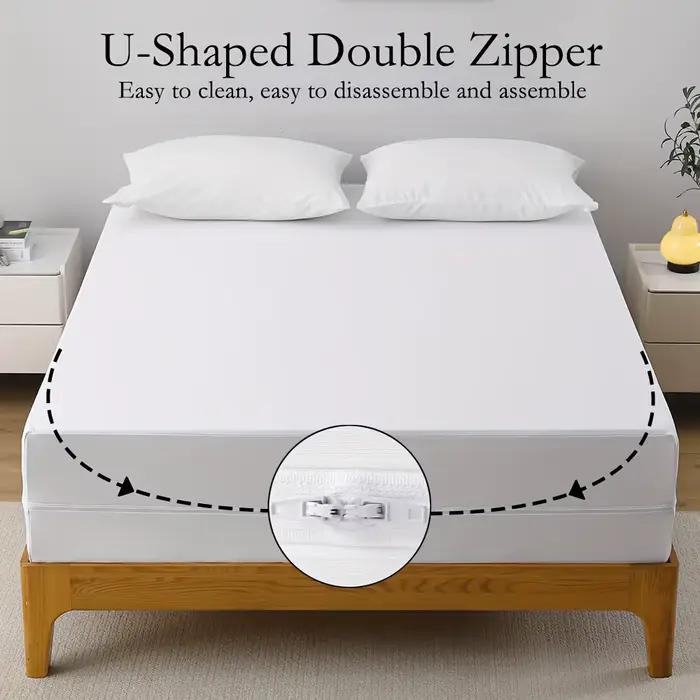 Protecteur de matelas imperméable à 2 fermetures éclair et 6 côtés