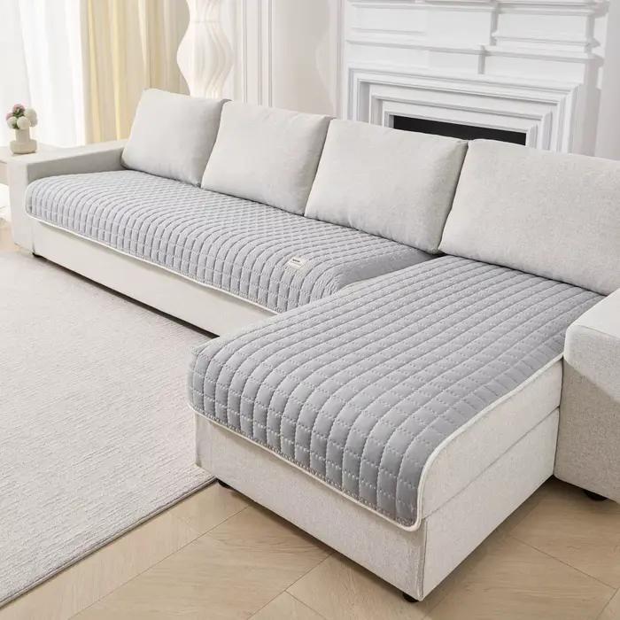 Housse de canapé matelassée unie et simple, antidérapante, protection de meubles pour chambre, bureau, salon, décoration intérieure