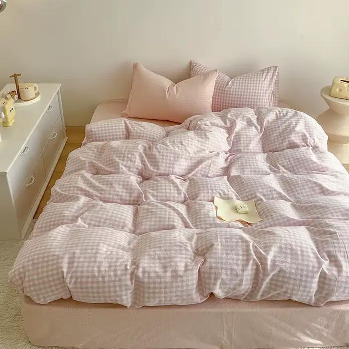 Ensemble de housse de couette rose