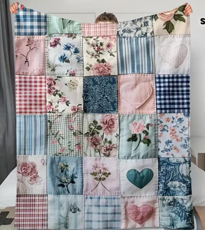 Couverture matelassée géométrique douce en patchwork, adaptée au lit, au canapé et à toutes les saisons, couvre-lit multicolore