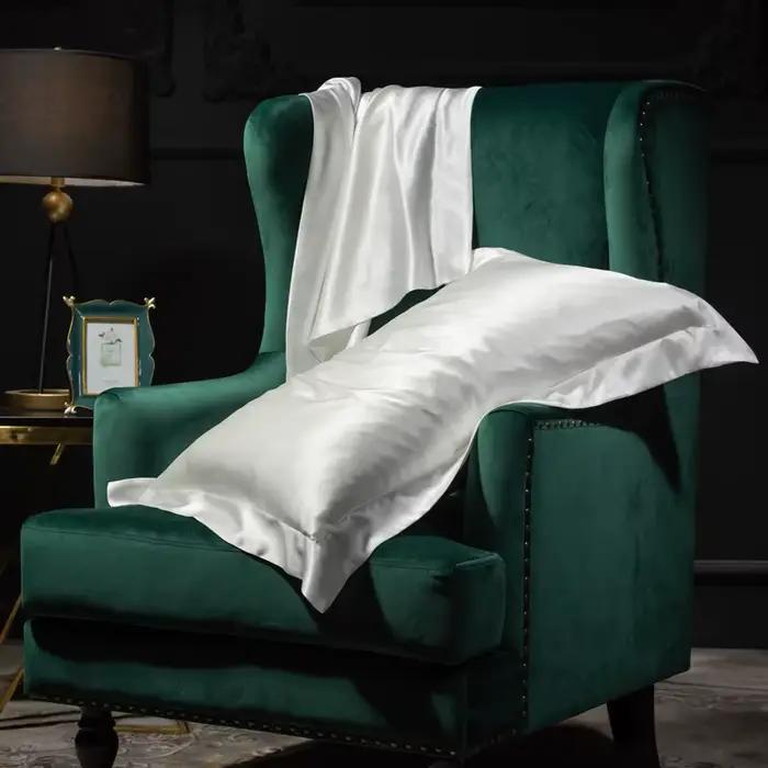 100% taie d'oreiller en soie Pure 2 pièces reine roi taille pour hôtel maison doux sain housse de coussin