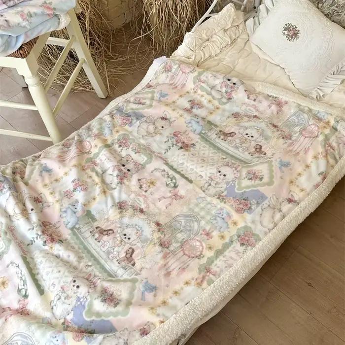 Couverture d'automne et d'hiver en forme de cœur pour fille mignonne, couverture châle de sieste pour canapé et bureau, couverture couvrant, imprimé tricoté, cachemire corail épais