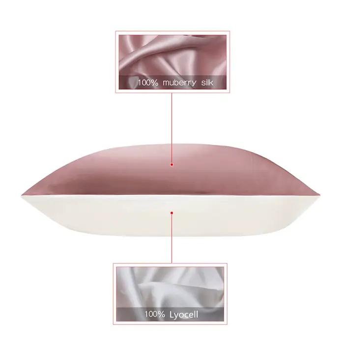 Taie d'oreiller Mulberry InjCharmeuse, avec dessous Lyocell pour les cheveux et la peau, fermeture enveloppe, 1PC, 100%