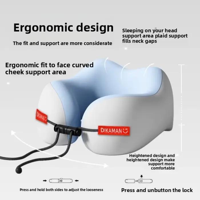Oreiller Portable en forme de U, oreiller de voyage ergonomique gonflable à pression, oreiller Cervical à Double bosse